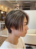 刈り上げセンターパート/ローライト/ハイライト/外国人風カラー