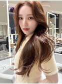 【MINX】くびれヘアアプリコットオレンジハイライトカラー表参道