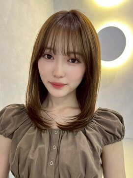 ミディアムレイヤーカット/シャギー/ミルクティーベージュ2