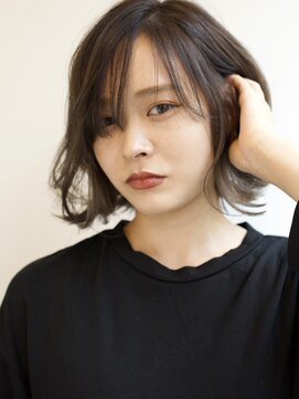 ヘアーリゾートテラス(hair resort terrasse) ボブ×インナーカラーシークレットハイライトぶつ切り長めバング