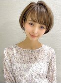 20代30代40代大人かわいいひし形ボブ小顔ショコラベージュ