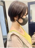 ロブヘアAラインボブボブウルフ前髪なしショートグレージュ