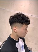メンズツーブロックナチュラルスペインカールショートF