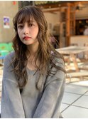 大人かわいい前髪セシルカットココアブラウンフリンジウェーブ