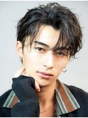 ハイライトメンズ波巻きスパイラルパーマサーフスタイルウルフ