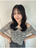 韓国風ヘア/暗め透け感カラー/顔まわりカット