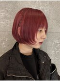 ☆ボブカット顔まわりレイヤーレッドカラー原宿20代30代40代