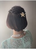 内巻きボブ/ハーフアップ/結婚式アレンジ