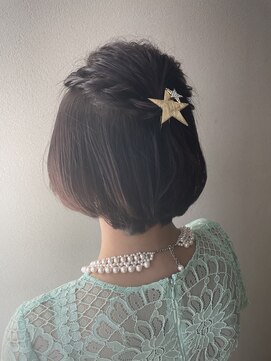 オウルヘアー(Owl hair) 内巻きボブ/ハーフアップ/結婚式アレンジ