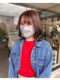20代30代前下がりショートツヤ感ボブウルフレイヤーカット