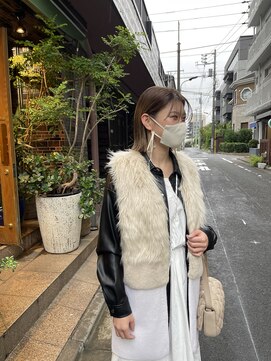 サン 白金台(SUN) 柔らかなベージュカラーと切りっぱなしボブ