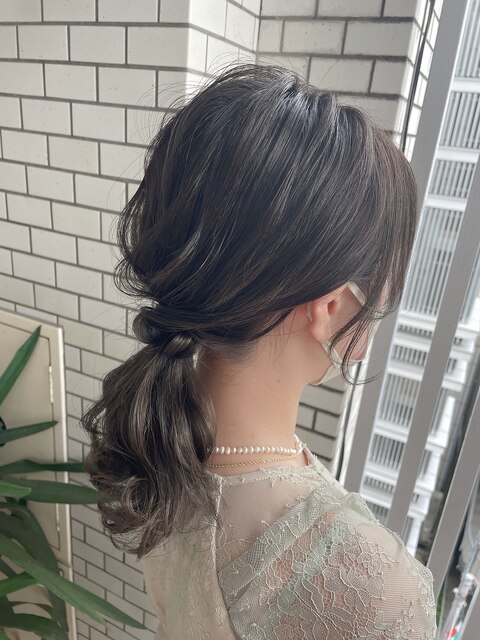 ローポニー 金箔 結婚式 ふわふわ【アレンジ ヘアセット 立川】