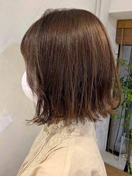 ガーデンヨコハマエスト(GARDEN YOKOHAMA est) 似合わせカットイメチェンボブフルバングレッドブラウン