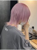 【GEEKS渋谷】ペールピンク/顔周りレイヤー/ウルフヘア/中性