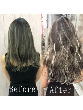 あるじゃんすー 名古屋店 アッシュ×ホワイト#シールエクステ#伸ばしかけヘア#前髪#名古屋