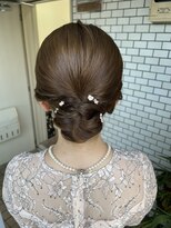 シニヨン　結婚式　花嫁　パールピン