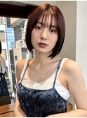 【20代30代】大人ボブ切りっぱなしボブ前髪あり前下がりボブ