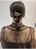 金箔×タイトローポニー大人ガーリーお呼ばれヘアアレンジ韓国