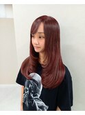 【ブリーチなしカラー】レッドチョコレート レイヤーカット