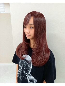 カルフールロコ キョウゴク八潮店(Carrefour LOCO) 【ブリーチなしカラー】レッドチョコレート レイヤーカット