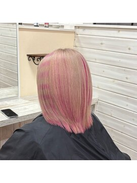 アボックス(abox) ボーダー/ホワイトベージュ/ピンクカラー/インナー/ケアブリーチ