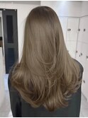 ミディアムロングレイヤーカットブリーチなしダブルカラー心斎橋