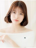 ミルクティーベージュブリーチなし大人美人Aラインボブ30代40代X