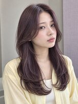 モト 船橋(moto)&nbsp;韓国ロングレイヤー顔周りカット艶髪バイオレットブラウン船橋