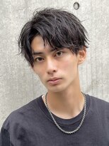 緩めツイストスパイラルパーマセンターパートツーブロック原宿