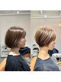 大分ショートボブ顔まわりレイヤーカット髪質改善カラー30代