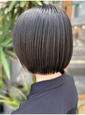 黒髪 髪質改善20代30代 グレージュショートボブ 京都 四条烏丸