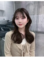 フィヴェント(Fivent)&nbsp;黒髪韓国小顔レイヤーイメチェン暗めオリーブグレークラゲヘアー