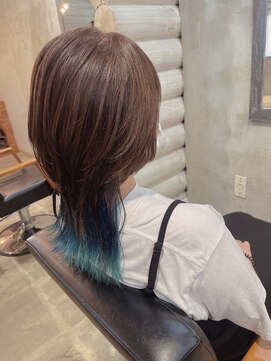 クレエ ヘアー デザイン(creer hair design) 小顔くびれレイヤーカット透明感チャコールグレー×ブルー
