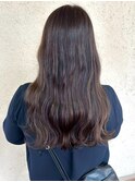 アッシュブラウン ロングレイヤー 透明感カラー コテ巻き 30代