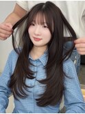 ワンカールブラウンロングレイヤーモカグレージュ