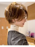 パーマで作る似合わせカットアースカラーのショートボブ