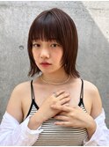 大人可愛い20代30代40代外はねレイヤーボブ×ダークベージュ