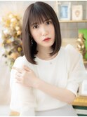 アッシュオリーブ前下がり艶髪エアストレートa戸頭20代30代40代