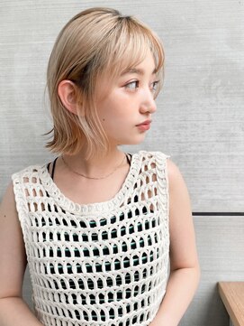レクタ(RECTA) 前髪マチルダボブピンクベージュインナーグレージュレイヤーボブ