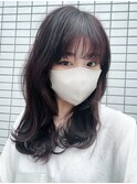 黒髪ミディアム/暗めのラベンダー系カラー