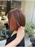 インナーカラー/インナーカラーオレンジ/ボブ