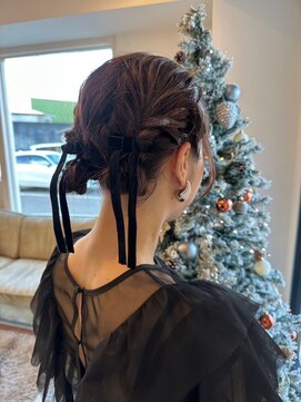 ルーブル(Louvre) 【Louvre】ツインリボンアレンジ/アップスタイル/ヘアアレンジ