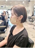 ミニボブ/切りっぱなしボブ/アッシュベージュ/髪質改善