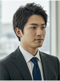 フェザーパーマ/グレーブルーカラー/刈り上げショートパンク