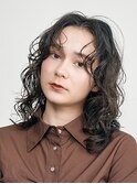 天神大名顔周りレイヤーカットミディアムボブパーマ今泉