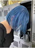 水色カラー　ケアブリーチ　原宿
