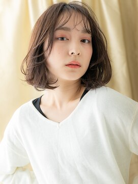 カバーヘアアンドスパ ブリス 浦和(COVER HAIR&SPA bliss) 黒髪ダークアッシュデジタルパーマ小顔ゆるふわボブ20代30代X