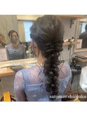 結婚式 お呼ばれパーティーヘア アップスタイル 編みおろし