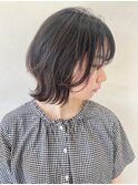 【FOLK】透明感ダークグレージュ☆似合わせ外ハネウルフボブ♪