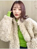 ☆ミディアムボブ 顔周りカット チェリーブラウン